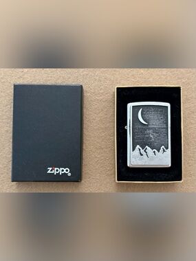 Zippo Moon & Mountain Silver Tone Lighter
